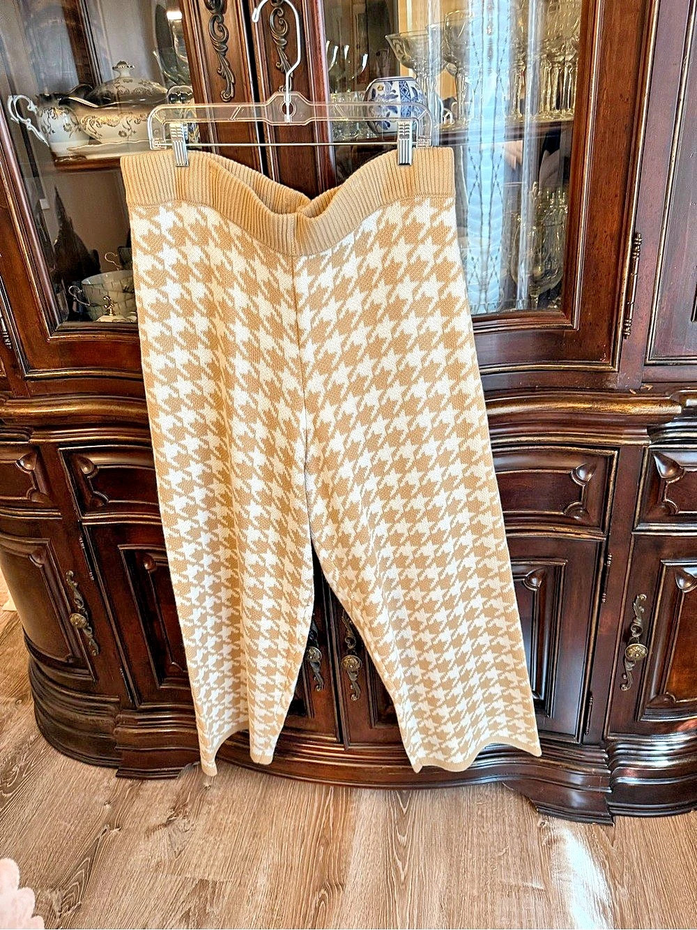 NY&C New York & Company Houndstooth Wide Leg Pants in Brown & White Size XL Like